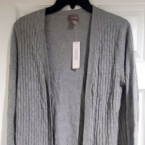 NWT Womens Chico's Heather Gray Basket Stitch cardigan size 0 Small Medium